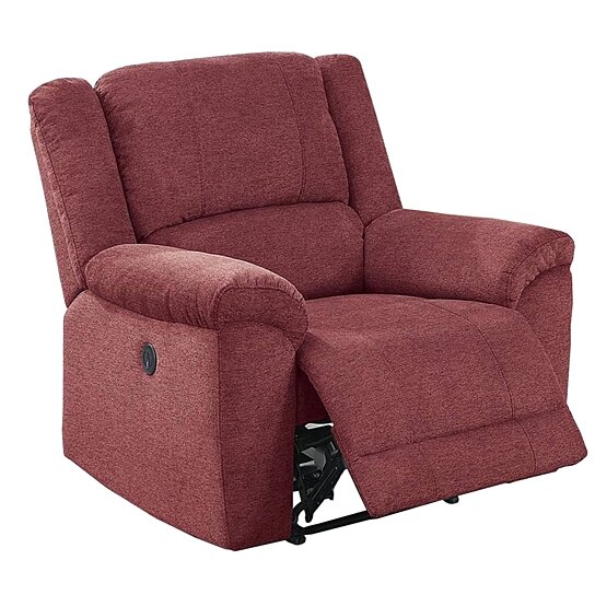 Saltoro Sherpi 39 Inch Fabric Power Recliner with Stitched Detai